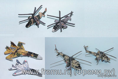 Ка-50, Ка-52, Ми-17В5, Ми-28, МиГ-29, Су-35 / Russian Air Force Set (PR Models) из бумаги