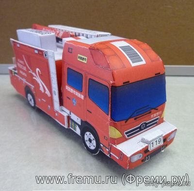 Пожарная машина / Fire truck (City of Agano Fire Department) из бумаги